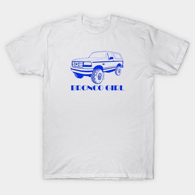 Bronco Girl 1992-1996 Dark Blue Print T-Shirt by The OBS Apparel